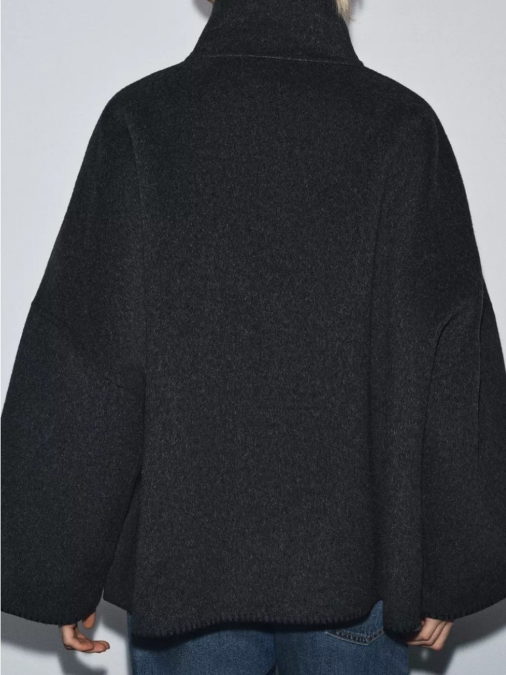 *nwt* Zara Wool Blanket Stitch Grey Coat - Picture 6 of 6